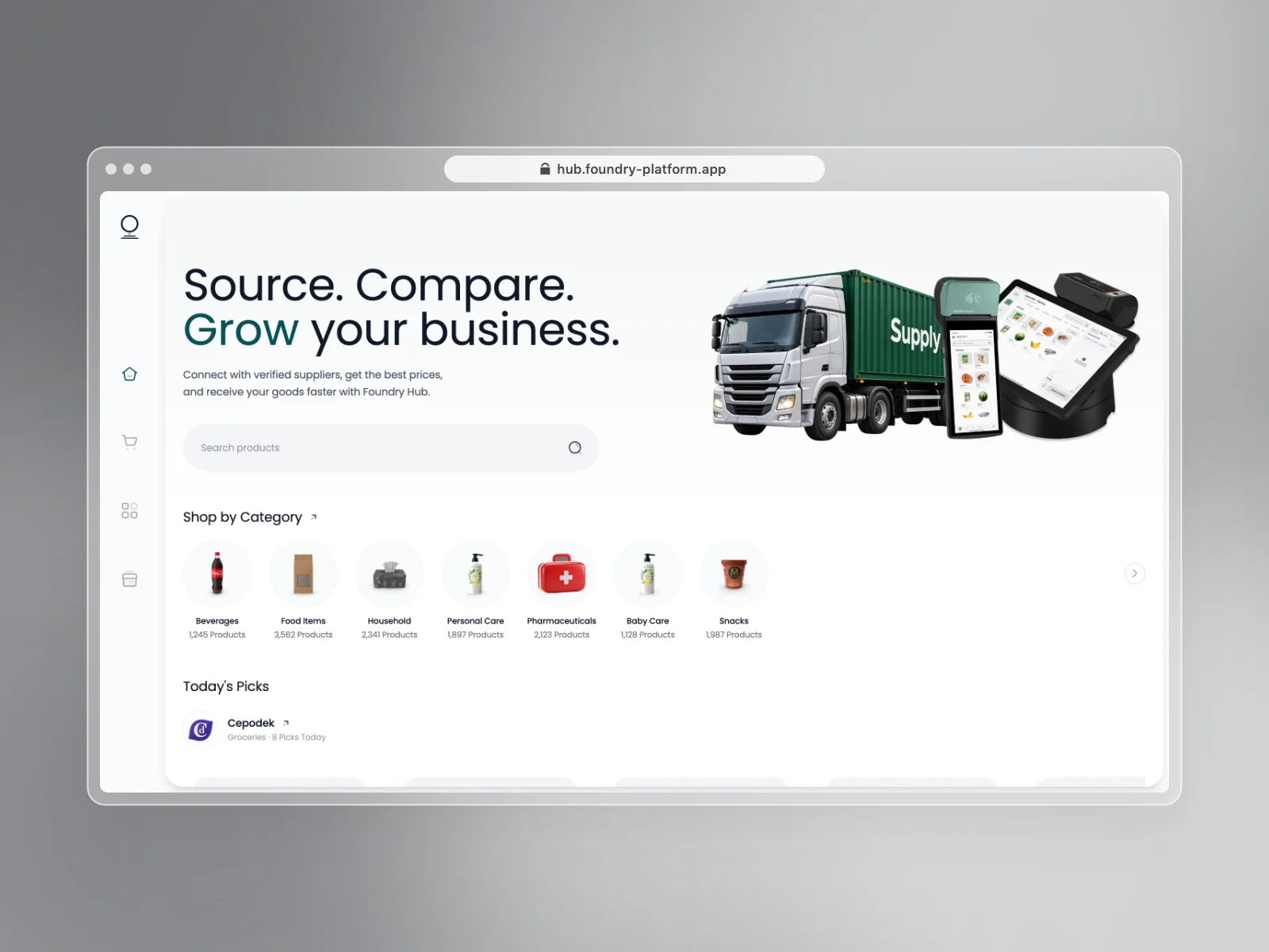 Foundry Hub supplier marketplace in a browser window